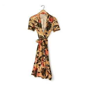 Diane von Furstenberg Vintage Wrap Dress in Tropical Palm Print